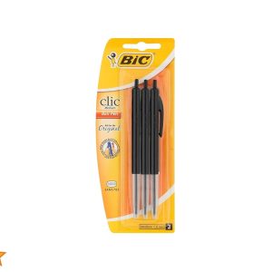 PEN BIC CLIC MED BLUE 3S